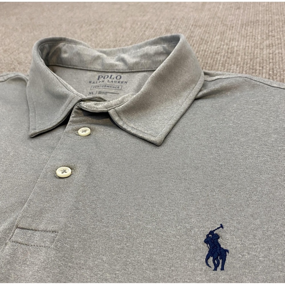 Polo Ralph Lauren Polo Shirt Mens XL Gray Performance Stretch Jersey Golf Preppy